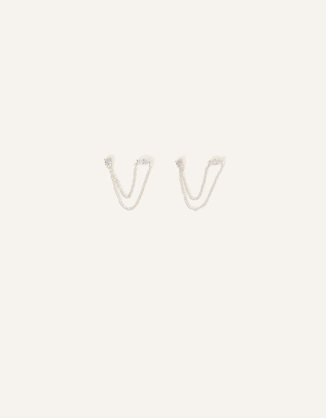Sterling Silver Sparkle Chain Earrings, , large