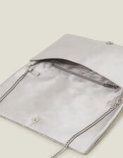 Metallic Embellished Clutch Bag, Silver (SILVER), large