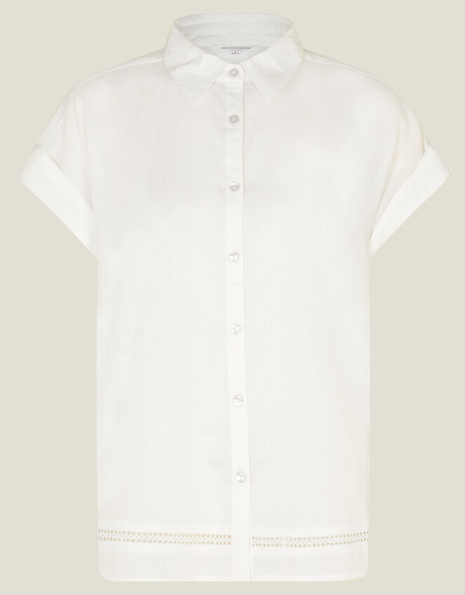 Cap Sleeve Boxy Shirt, White (WHITE), large
