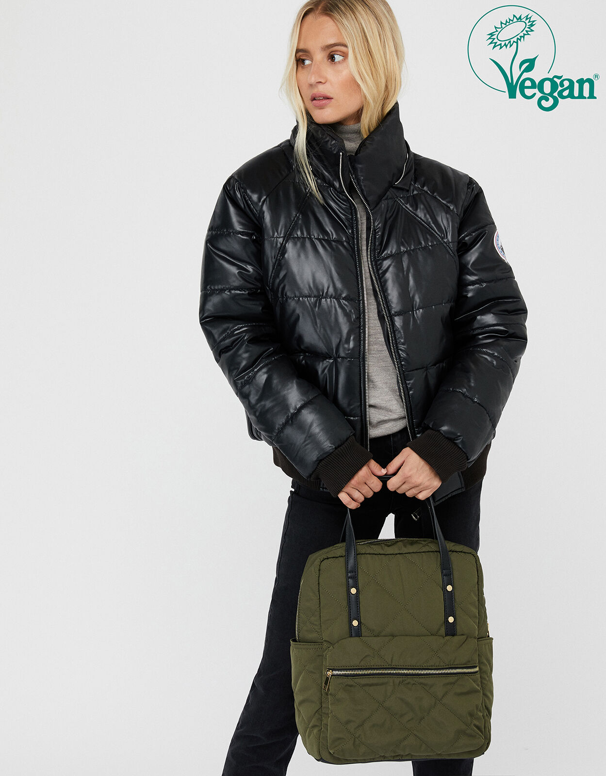Emmy Vegan Quilted Backpack Green 