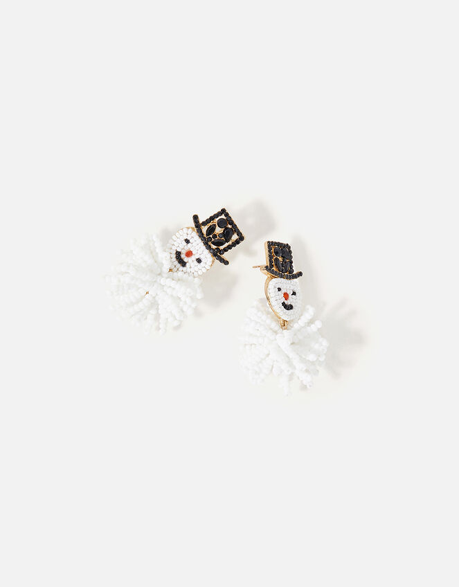 Beaded Snowman Earrings, , large