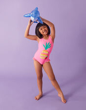 Girls Pineapple Swimsuit with Recycled Polyester, Pink (PINK), large
