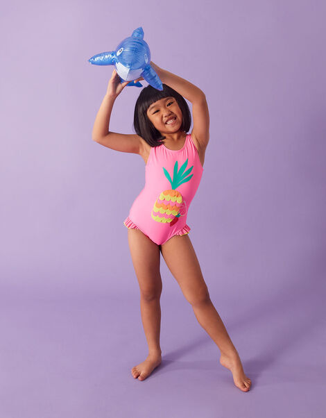 Kids Pineapple Swimsuit with Recycled Polyester, Pink (PINK), large