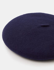 Plain Wool Beret, Blue (NAVY), large