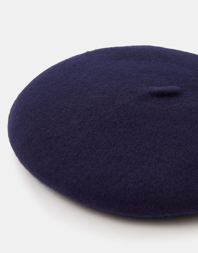 Plain Wool Beret, Blue (NAVY), large