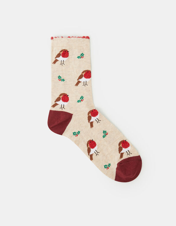 Christmas Robin Socks, , large