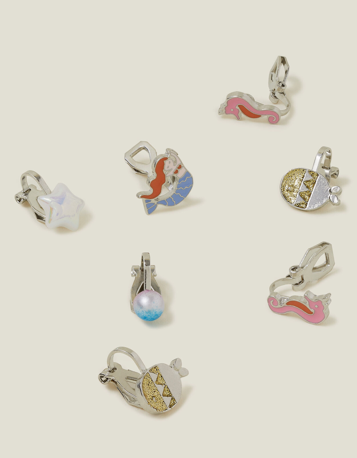 5 Pack Girls Mermaid Clip On Earrings