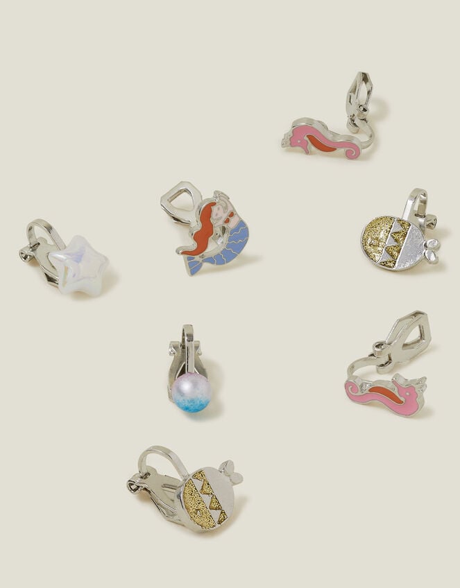 5-Pack Girls Mermaid Clip-On Earrings, , large