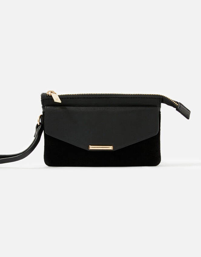 Wristlet Leather Wallet, Black (BLACK), large