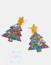 Confetti Resin Christmas Tree Drop Earrings, , large