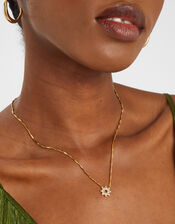 14ct Gold-Plated Teardrop Flower Pendant Necklace, , large
