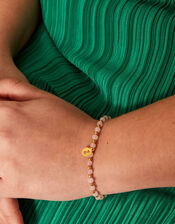 14ct Gold-Plated Rose Quartz Beaded Bracelet, , large