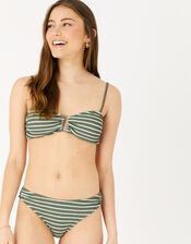 Stripe Bandeau Bikini Top, Green (KHAKI), large