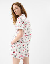 Strawberry Print Short Pyjama Set, Ivory (IVORY), large