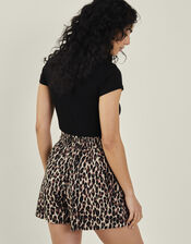 Leopard Print Shorts, Brown (BROWN), large