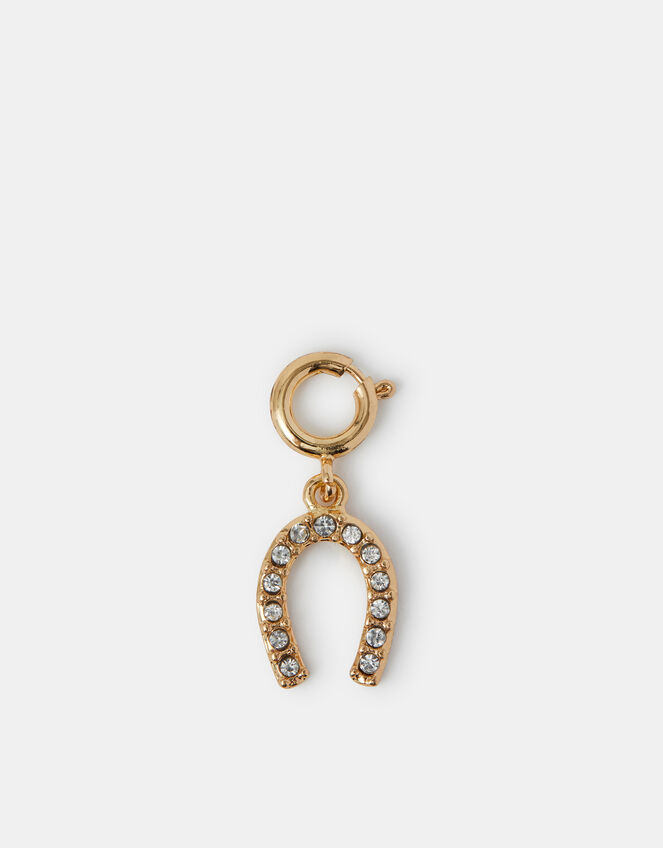 Diamante Horseshoe Jewellery Charm, , large