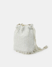 Bridal Bead Fringe Bucket Bag, , large