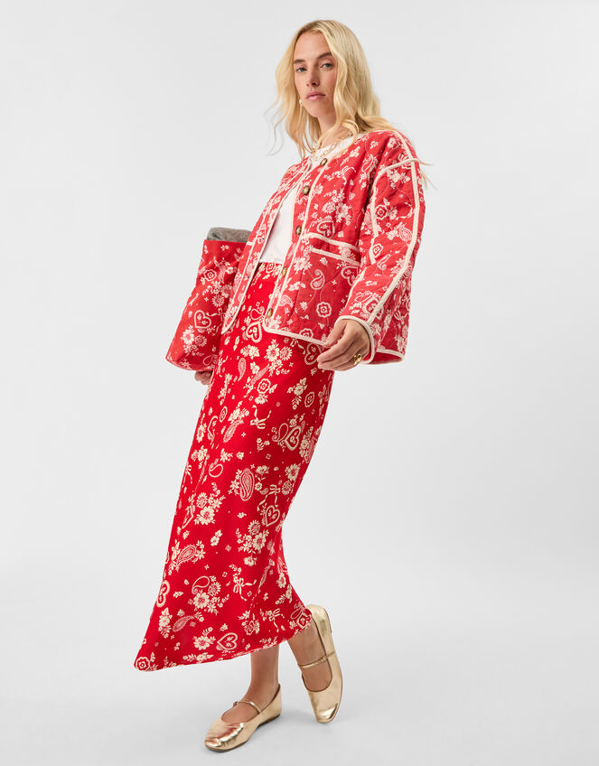 Paisley Heart Quilted Jacket, Red (RED), large