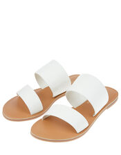Wide Strap Mule Sandals, White (WHITE), large
