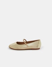 Metallic Strap Ballet Flats, Gold (GOLD), large
