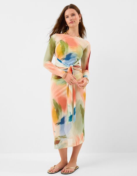 Watercolour Mesh Maxi Dress, Multi (BRIGHTS MULTI), large