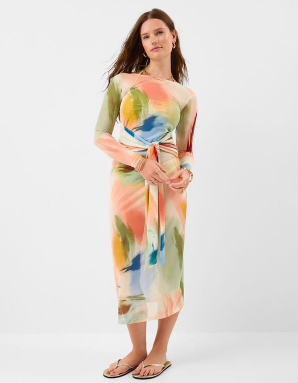 Watercolour Mesh Maxi Dress, Multi (BRIGHTS MULTI), large