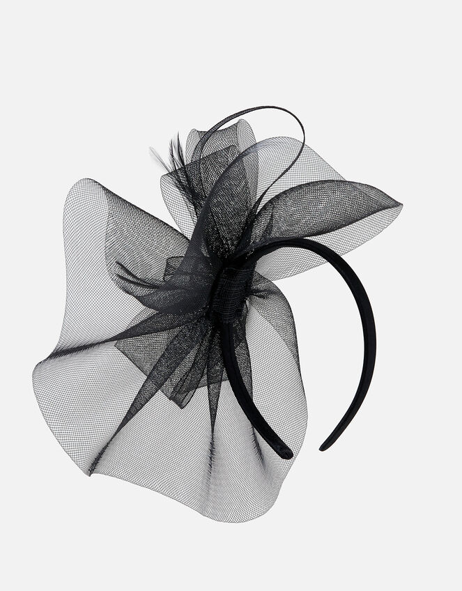 Mia Oversized Bow Fascinator, Black (BLACK), large