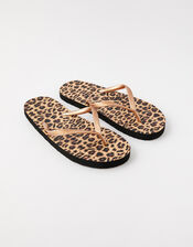 Leopard Print Flip Flops, Multi (DARKS-MULTI), large