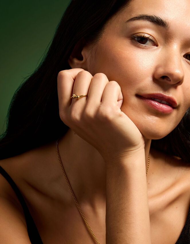 14ct Gold-Plated Stainless Steel Knot Ring, Gold (GOLD), large