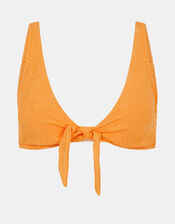 Shell Embossed Tie Bikini Top, Orange (ORANGE), large