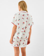 Cherry Print Short Pyjama Set, Ivory (IVORY), large