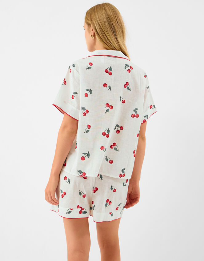 Cherry Print Short Pyjama Set, Ivory (IVORY), large