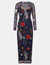 Celestial Print Mesh Midi Skirt, Multi (MULTI), large