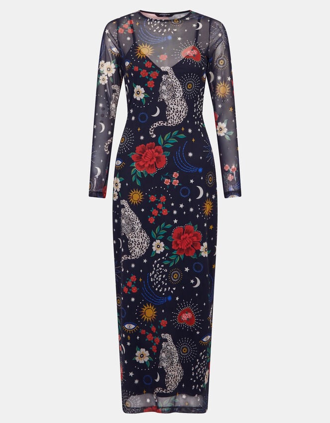 Celestial Print Mesh Midi Skirt, Multi (MULTI), large
