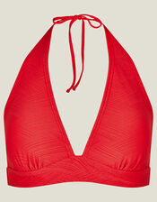 Textured Triangle Bikini Top, Red (RED), large