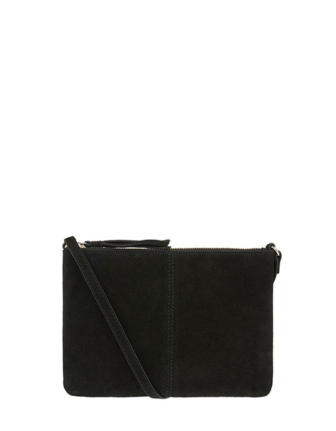 Leather and Suede Cross-Body Bag, , large