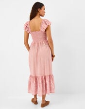 Embroidered Stripe Midi Dress, Pink (PINK), large