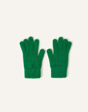 Super-Stretch Fluffy Knit Gloves, Green (GREEN), large