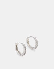 Sterling Silver Pave Mini Huggie Hoops, , large