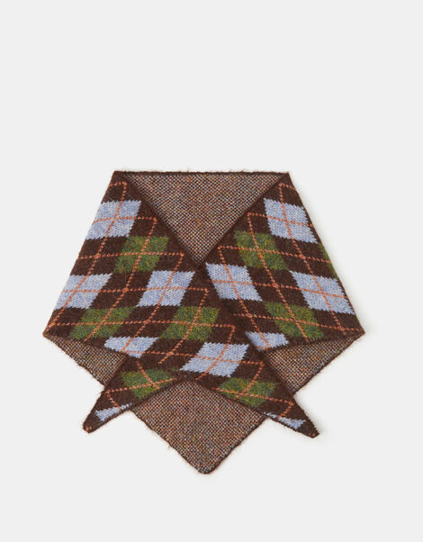 Argyle Knitted Triangle Scarf, , large