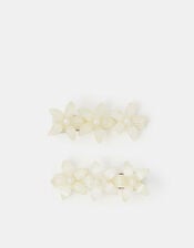 2-Pack Girls Pearl Flower Hair Clips, , large
