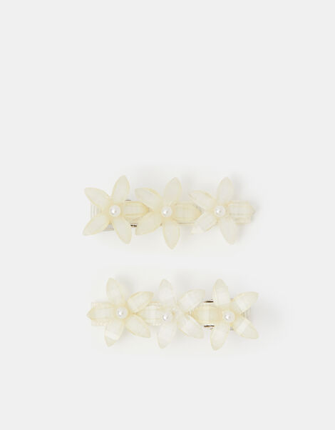 2-Pack Girls Pearl Flower Hair Clips, , large