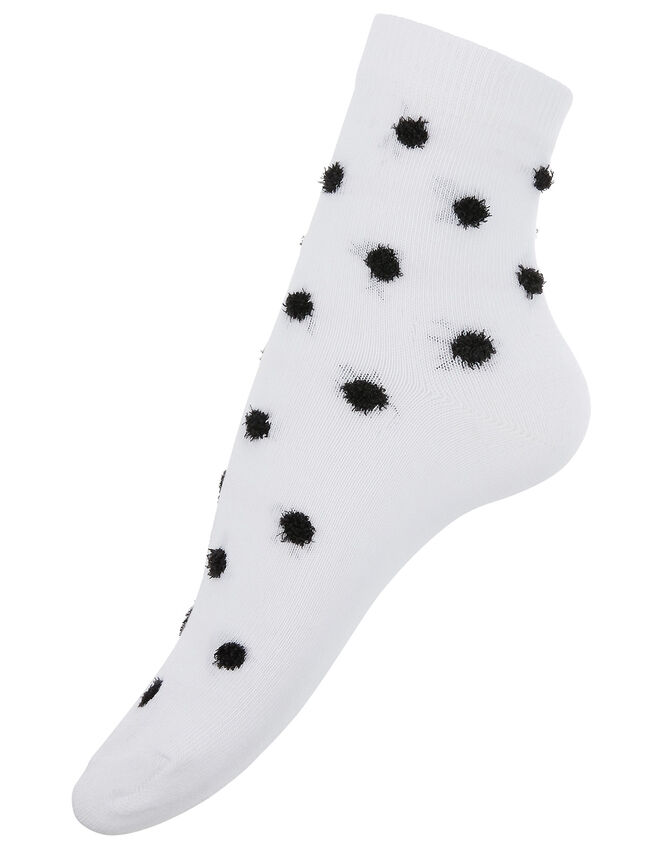 Fluffy Polka Dot Ankle Sock Set, , large