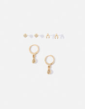 Gold-Plated Lucky Earrings Set of Three, , large