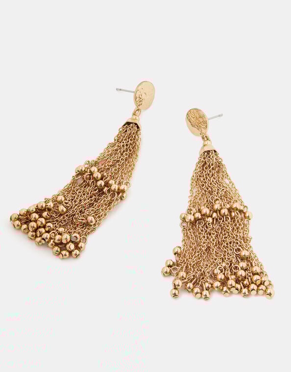Long Chain Tassel Drop Earrings, , large