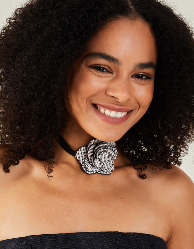 Diamante Corsage Choker Necklace, , large