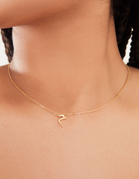 14ct Gold-Plated Arabic Initial Pendant Necklace - M (Meem), , large