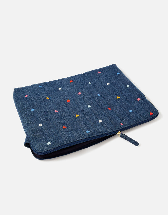 Heart Denim Laptop Sleeve, , large