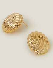 14ct Gold-Plated Shell Button Stud Earrings, , large