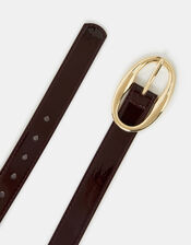 Oval Buckle Patent Belt, Red (BURGUNDY), large